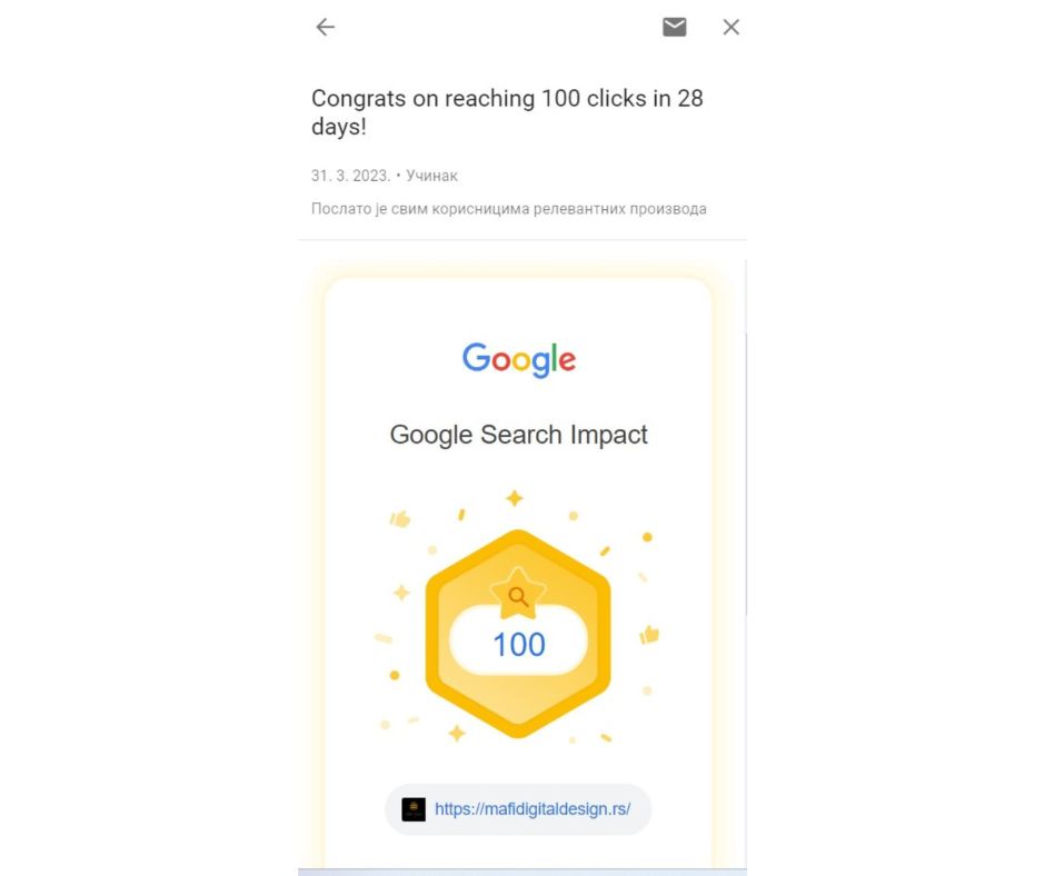 Dostignuće u Google pretazi Mafi Design